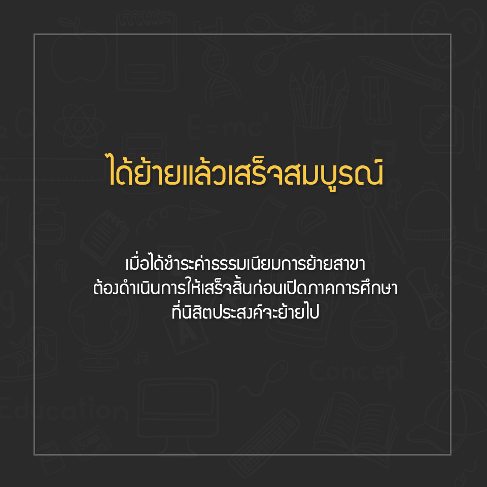 เกณฑ์การย้ายคณะ/สาขาวิชา ระดับปริญญาตรี